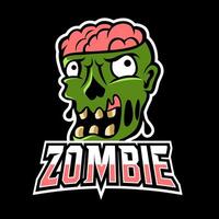 gekke zombie open hoofd mascotte sport esport logo sjabloon vector