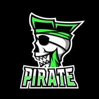 rebel piraat gaming sport esport logo sjabloonontwerp schedel hoofdband vector