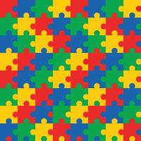 kleurrijk puzzel naadloos patroon. gekleurde rood, geel, groen en blauw vector