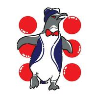 vector ontwerp van een schattig pinguïn vervelend een hoed, stropdas en pak