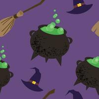 halloween vector naadloos patroon met heks hoeden