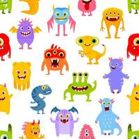 tekenfilm grappig monster tekens naadloos patroon vector