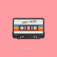 cassette met retro label als vintage object voor 80s revival mixtape.