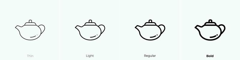 theepot icoon. dun, licht, regelmatig en stoutmoedig stijl ontwerp geïsoleerd Aan wit achtergrond vector