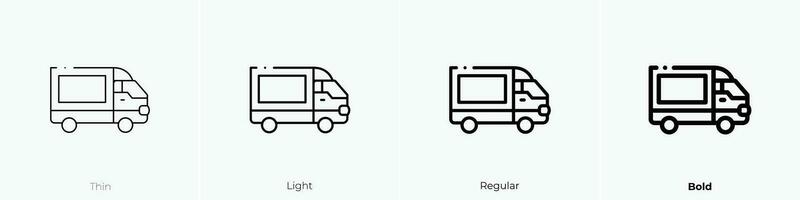 vrachtauto icoon. dun, licht, regelmatig en stoutmoedig stijl ontwerp geïsoleerd Aan wit achtergrond vector