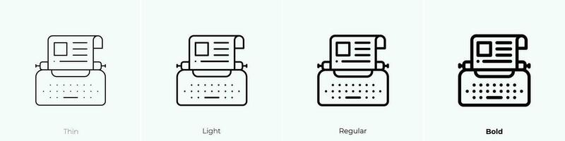 schrijfmachine icoon. dun, licht, regelmatig en stoutmoedig stijl ontwerp geïsoleerd Aan wit achtergrond vector