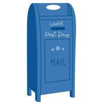 blauw mail doos. wereld post dag. vector