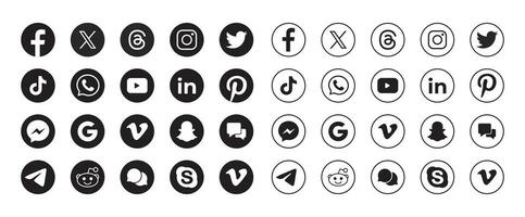 reeks van sociaal media icoon in wit achtergrond. reeks van sociaal media icoon reeks verzameling. vector