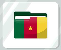 Kameroen glanzend map vlag icoon vector