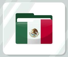 Mexico glanzend map vlag icoon vector