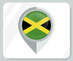 Jamaica glanzend pin plaats vlag icoon vector