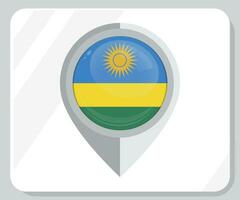 rwanda glanzend pin plaats vlag icoon vector