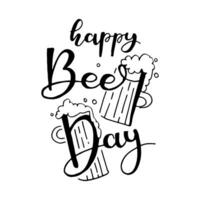 zwart gelukkig bier dag belettering zin. vector