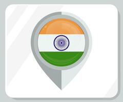 Indië glanzend pin plaats vlag icoon vector