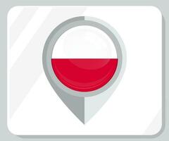 Polen glanzend pin plaats vlag icoon vector