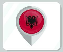 Albanië glanzend pin plaats vlag icoon vector