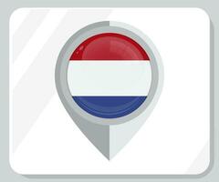 Nederland glanzend pin plaats vlag icoon vector