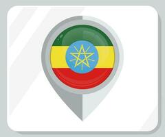 Ethiopië glanzend pin plaats vlag icoon vector