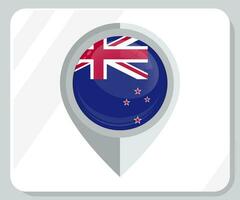 nieuw Zeeland glanzend pin plaats vlag icoon vector