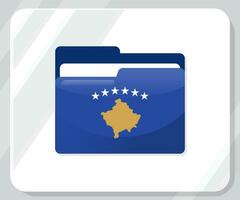 Kosovo glanzend map vlag icoon vector