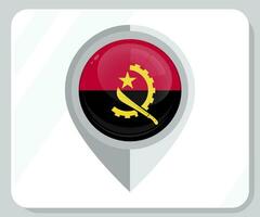 Angola glanzend pin plaats vlag icoon vector