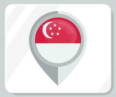 Singapore glanzend pin plaats vlag icoon vector