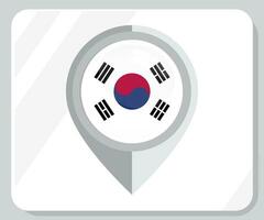 Korea glanzend pin plaats vlag icoon vector