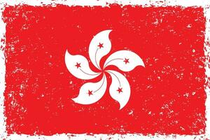 hong Kong vlag grunge verontrust stijl vector