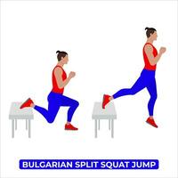 vector Mens aan het doen Bulgaars spleet hurken springen. lichaamsgewicht geschiktheid poten training oefening. een leerzaam illustratie Aan een wit achtergrond.