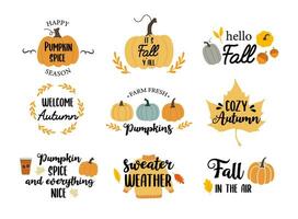 herfst. vallen seizoen. schattig printables herfst ontwerpen. pompoenen. vector