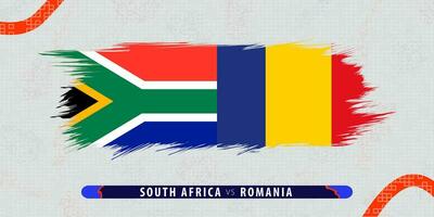 zuiden Afrika vs Roemenië, Internationale rugby bij elkaar passen illustratie in penseelstreek stijl. abstract grungy icoon voor rugby wedstrijd. vector
