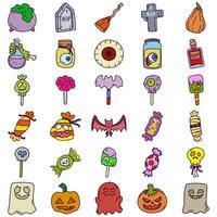 vrij vector illustratie verzameling van halloween snoep thema stickers