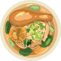 Thais kip noodle soep. top visie Thais voedsel illustratie vector. vector