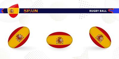 rugby bal reeks met de vlag van Spanje in divers hoeken Aan abstract achtergrond. vector