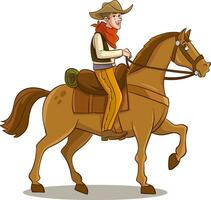 cowboy karakter rijden paard. vector vlak tekenfilm illustratie.happy glimlachen cowboy sheriff karakter rijden paard. vector vlak tekenfilm illustratie.paard rijden cowboy