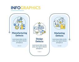 2d Product aansprakelijkheid vector infographics sjabloon met kleurrijk pictogrammen, gegevens visualisatie met 3 stappen, werkwijze tijdlijn grafiek.