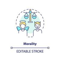 moraliteit concept icoon. differentiatie van gepast en ongepast. wet en gerechtigheid idee abstract idee dun lijn illustratie. geïsoleerd schets tekening. bewerkbare beroerte vector