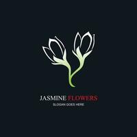 jasmijn element vector logo. ronde embleem in minimaal lineair stijl - natuurlijk Product ontwerp, bloemist, cosmetica, ecologie concept, welzijn, spa, rauw voedsel pakket.