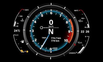 auto dashboard snelheidsmeter technologie ontwerp modern futuristische Aan boak achtergrond vector