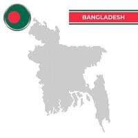 stippel kaart van Bangladesh met circulaire vlag vector