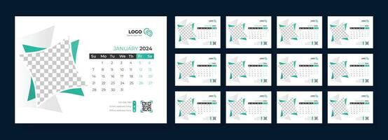 bureau kalender 2024 sjabloon ontwerp, week begint Aan zondag, kantoor kalender 2024 vector