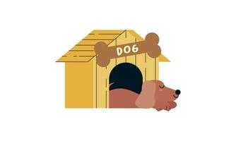 hond tekenfilm binnen hout huis ontwerp vector