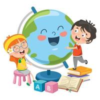 kinderen die plezier hebben met planeet aarde vector