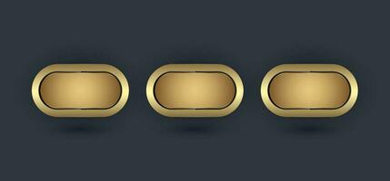 drie premie toetsen vector, illustratie ontwerp met gouden, luxe Ovaal toetsen en premie kader Sjablonen ontwerp vector