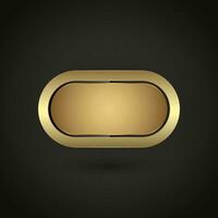 luxe Ovaal knop met premie kader vector illustratie. en 3d gouden glanzend elegant vector, illustratie voor leeg ovaal embleem, medaille of insigne, glimmend en helling knop