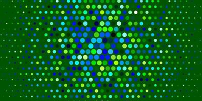 lichtblauwe, groene vectorlay-out met cirkelvormen. glitter abstracte illustratie met kleurrijke druppels. ontwerp voor uw commercials. vector