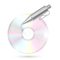 CD / DVD met pen op witte achtergrond, vectorillustratie vector