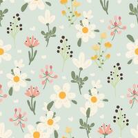 schattig gemakkelijk madeliefje wild bloem pastel naadloos patroon vector