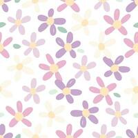 schattig gemakkelijk madeliefje wild bloem pastel naadloos patroon vector