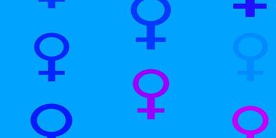 lichtroze, blauw vectorpatroon met feminismeelementen. vector